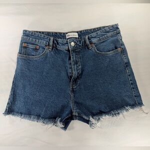 Zara Women’s Frayed Denim Cutoff Shorts Blue Raw Hem High Rise Sz 12 Summer